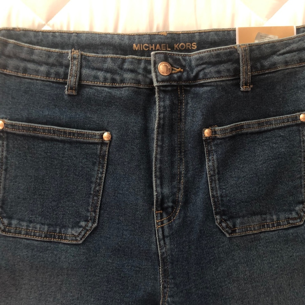 NWT Michael Kors Selma Wide Leg High Waist Size 14 Jeans - Picture 2 of 11